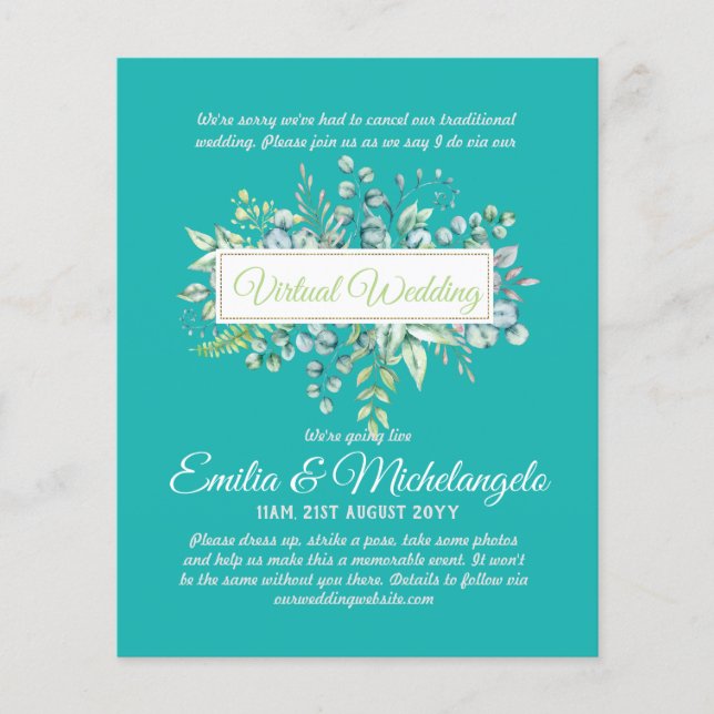 Virtual Wedding Video Chat Live Streaming Invites (Front)