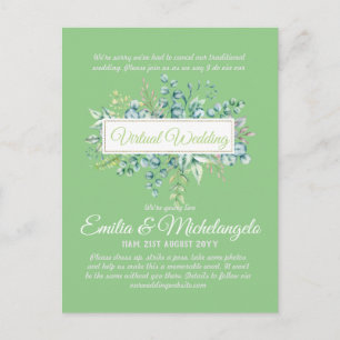 Virtual Wedding Video Chat Live Streaming Invites Postcard