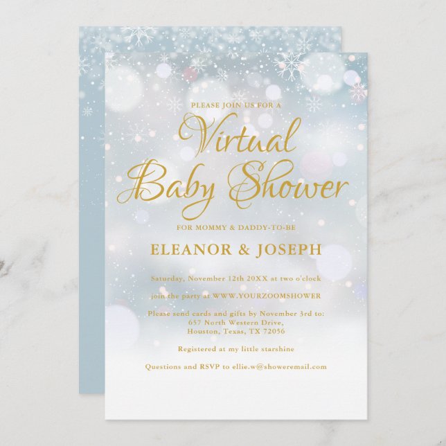 Virtual Winter Baby Shower Sprinkle Invitation (Front/Back)