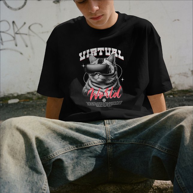 Virtual World Cat – Futuristic Gamer T-Shirt (Creator Uploaded)