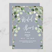 Virtual Zoom Bridal Shower Foliage Dusty Blue Invi