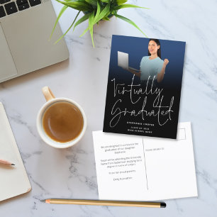 Virtually Graduated Photo 2022 Graduation Black Announcement Postcard