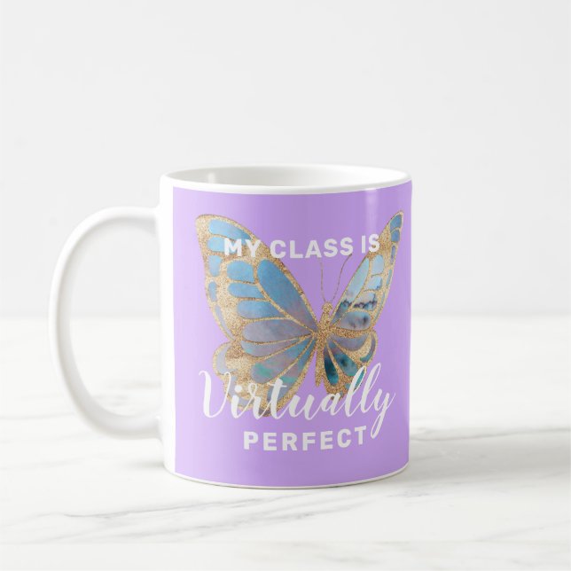 Virtually Perfect Personalised Teacher Gift Purple Coffee Mug (Left)