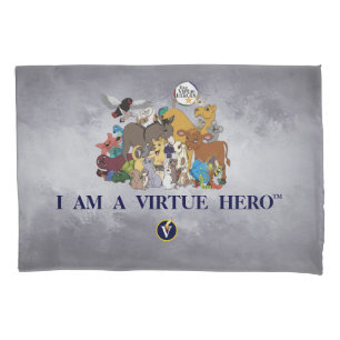 Virtue Heroes Characters Pillow Case - Silver/Grey