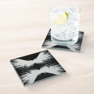 Virtues Abstract White Wings Alcohol Ink Art Glass Coaster