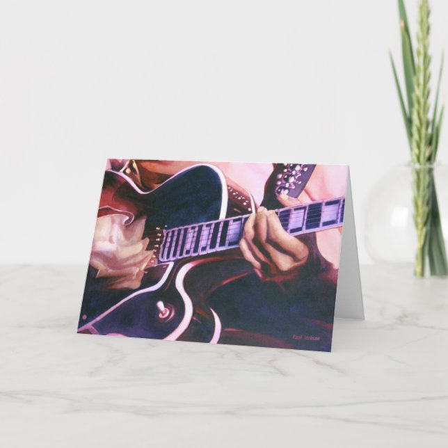 "Virtuoso" Guitar Player Watercolor Card (Front)