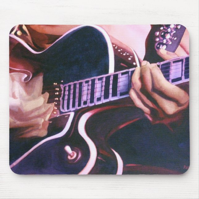 "Virtuoso" Guitar Player Watercolor Mouse Mat (Front)