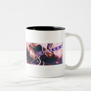 "Virtuoso" Guitar Player Watercolor Two-Tone Coffee Mug