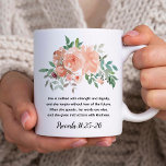 Virtuous Woman | Proverbs 31 Bible Verse Faith Mug<br><div class="desc">Simple, stylish christian scripture quote art design with the classic bible verse "The Virtuous Woman - Proverbs 31:25-26" in modern minimalist typography. This trendy, modern and floral faith design is the perfect gift and fashion statement. The bible verse is customizable, so you can the verse to your very own favorite...</div>