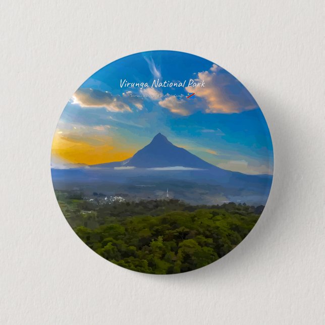 Virunga National Park, DR Congo - Volcano 6 Cm Round Badge (Front)