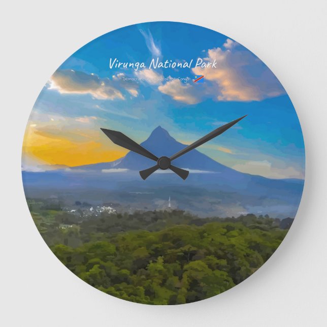 Virunga National Park, DR Congo - Volcano Large Clock (Front)