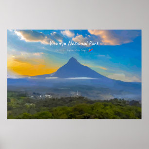 Virunga National Park, DR Congo - Volcano Poster