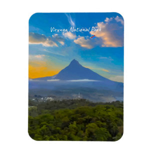 Virunga National Park, DR Congo - Volcano Rounded Magnet