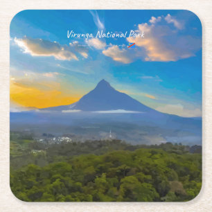 Virunga National Park, DR Congo - Volcano Square Paper Coaster