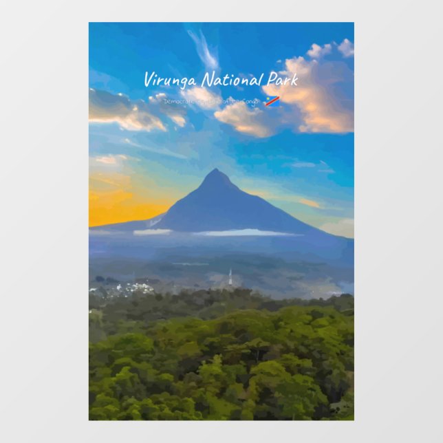 Virunga National Park, DR Congo - Volcano Window Cling (Sheet)