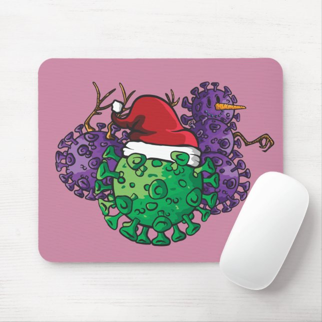 Virus microbes Love Christmas Day Mouse Mat (With Mouse)
