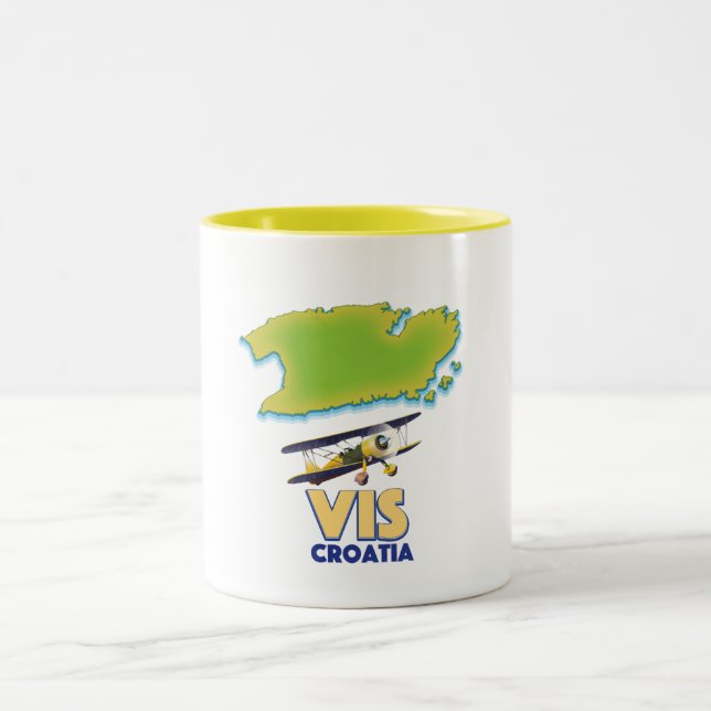 Vis Croatia map Two-Tone Coffee Mug (Center)