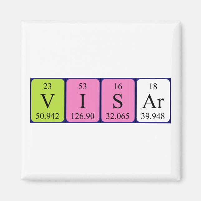 Visar periodic table name magnet (Front)