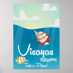 Visayas, philippines cartoon travel poster