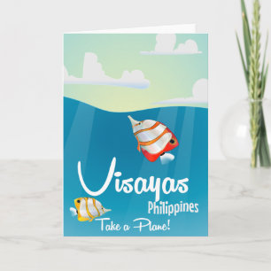Visayas, philippines cartoon travel poster holiday card