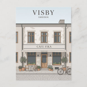 Visby cafe facade Sweden Postcard