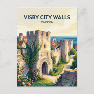 Visby City Walls Sweden Postcard