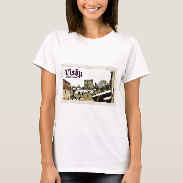 Visby, Gotland, Sweden Vintage Postcard Style T-Shirt (Front)