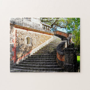 Viscaya Stairs Miami Florida.Christmas Greetings Jigsaw Puzzle
