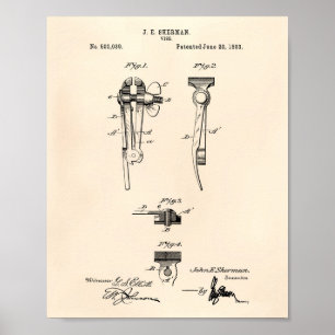 Vise 1893 Patent Art Old Peper Poster