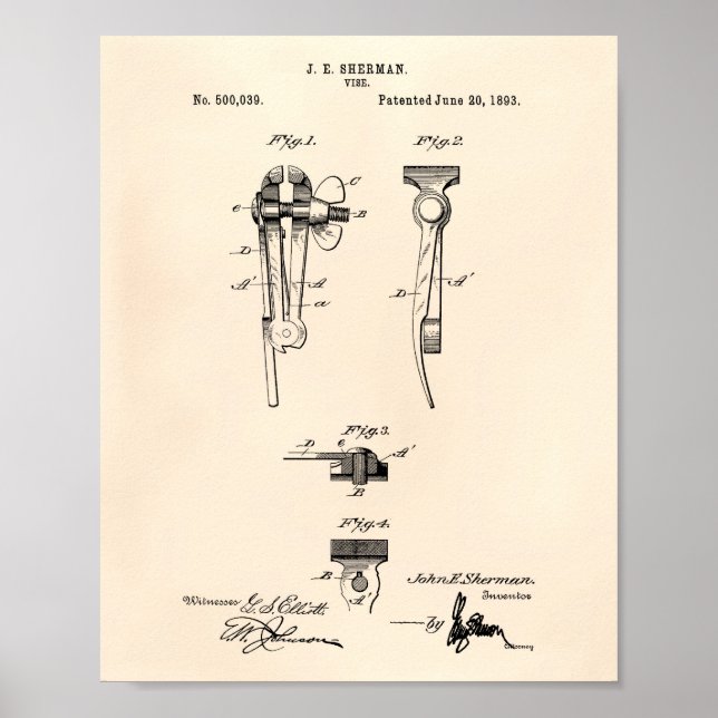 Vise 1893 Patent Art Old Peper Poster (Front)