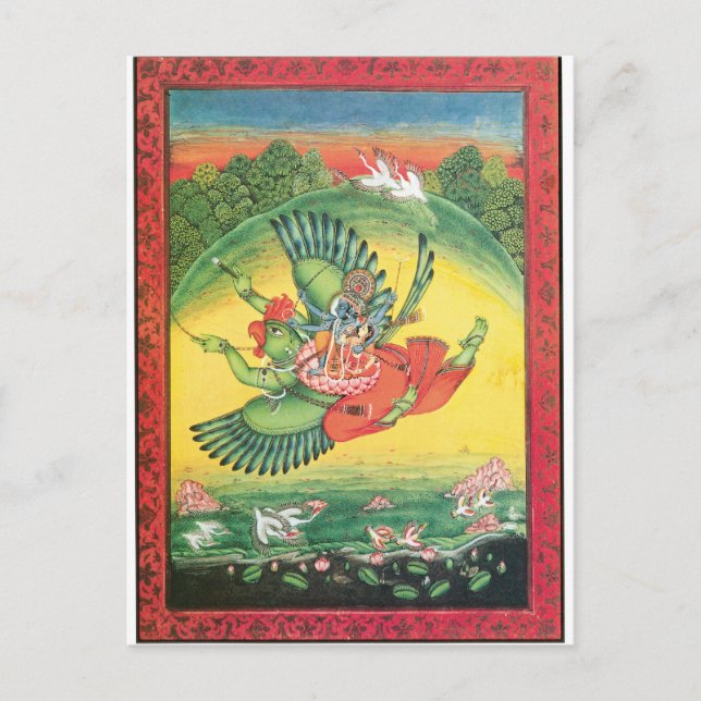 Vishnu and Lakshmi riding Garuda, the great Postcard (Front)