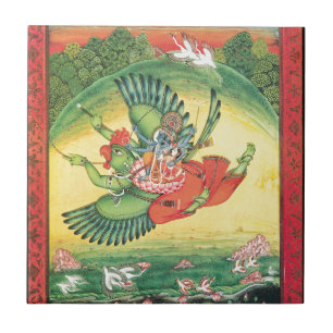 Vishnu and Lakshmi riding Garuda, the great Tile