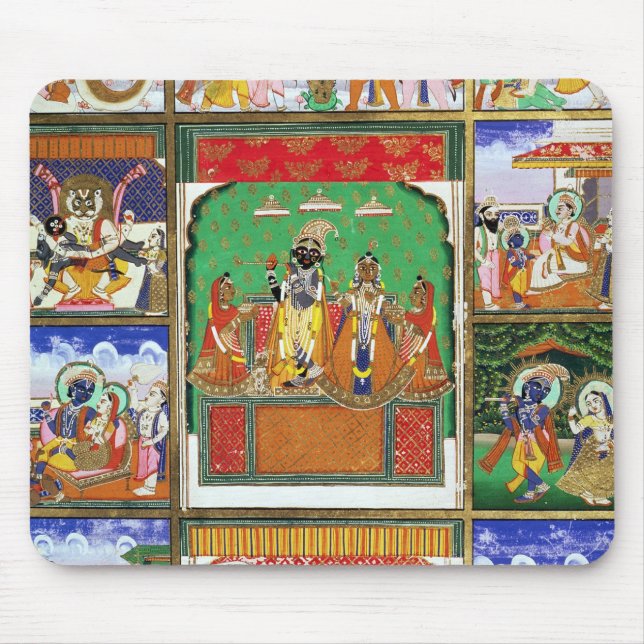 Vishnu in the centre of his ten avatars, Jaipur, R Mouse Mat (Front)