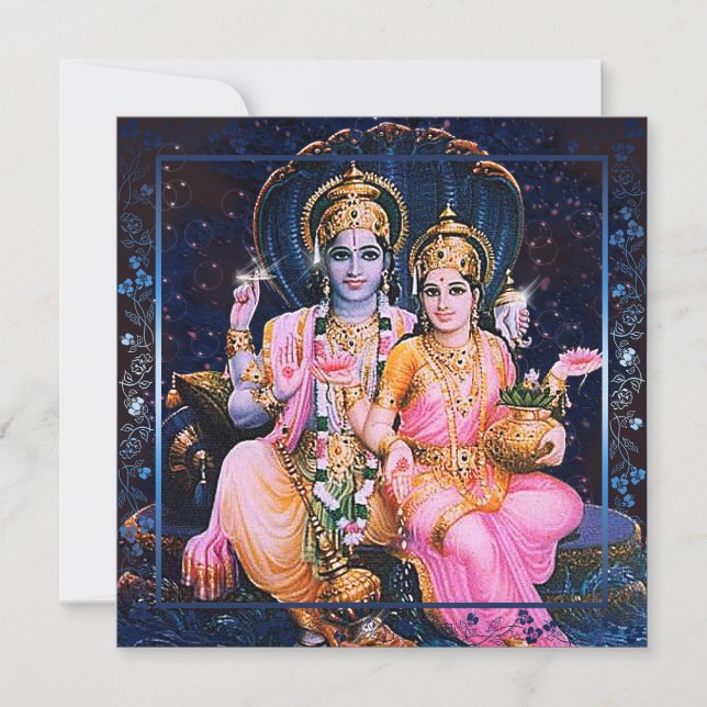 Vishnu & Lakshmi Card  Invitation, Greeting (Front)