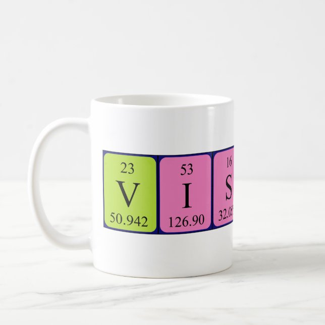 Vishnu periodic table name mug (Left)