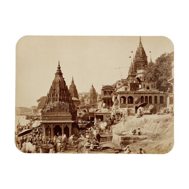 Vishnu Pud and Other Temples, Benares (sepia photo Magnet (Horizontal)
