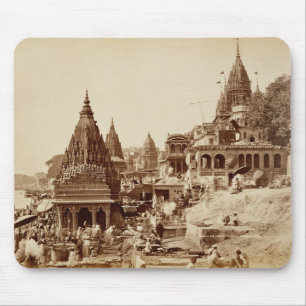 Vishnu Pud and Other Temples, Benares (sepia photo Mouse Mat