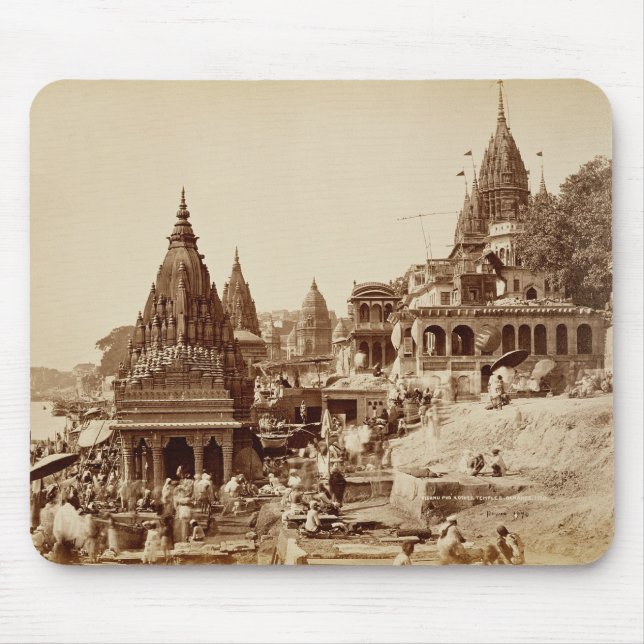 Vishnu Pud and Other Temples, Benares (sepia photo Mouse Mat (Front)