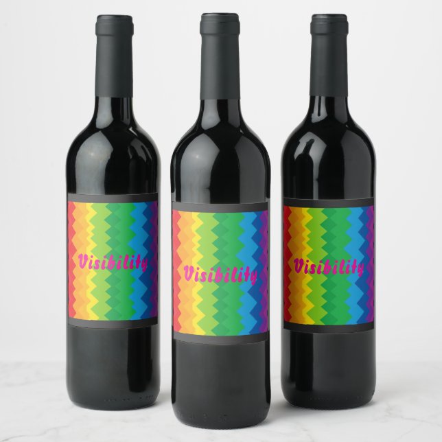 “Visibility” – An Abstract Pride Pattern #1 Wine Label (Bottles)