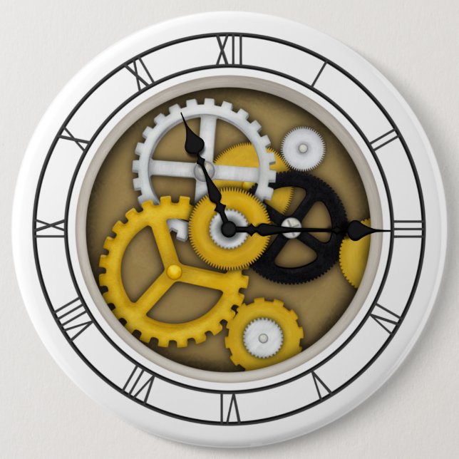 Visible Clockwork Illusion Fanciful Clock Art 6 Cm Round Badge (Front)