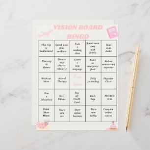 Vision Board Bingo Goals Sheet