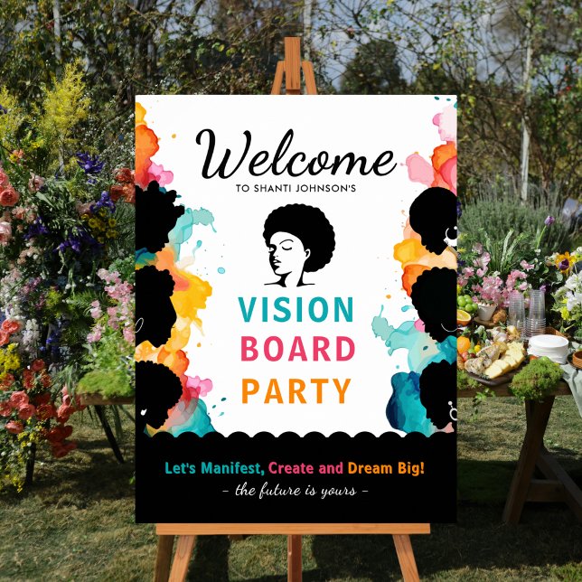 Vision Board Party Welcome Sign (Vibrant Colors Vision Board Party Welcome Sign)