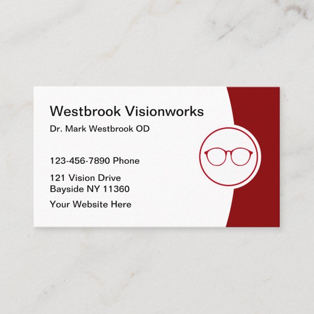 Vision Care Optometrist Appointment Business Cards (Front)
