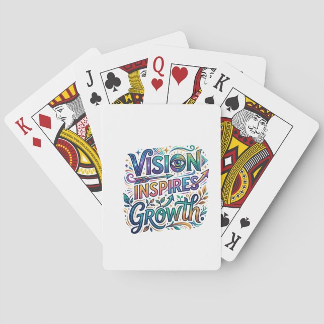 Vision Inspires Growth – Motivational Typography  Playing Cards (Back)