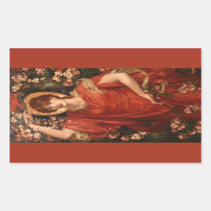 Vision of Fiammetta (by Dante Gabriel Rossetti) Rectangular Sticker