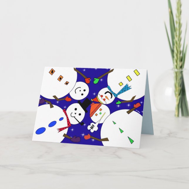 Vision of Snowmen Happy Holiday Greeting Card (Front)