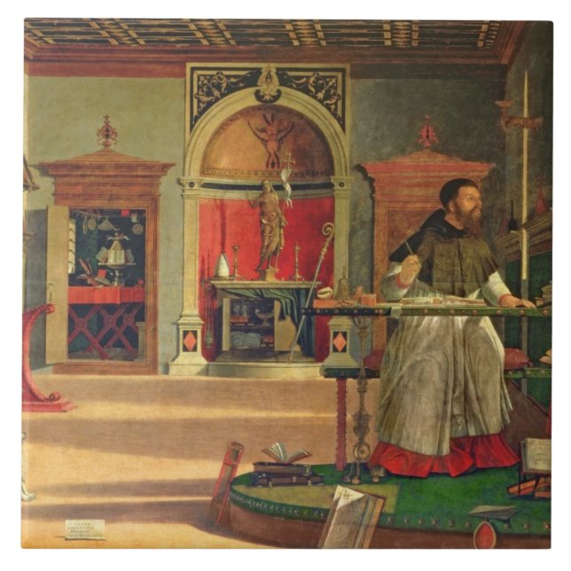 Vision of St. Augustine, 1502-08 (oil on canvas) ( Tile (Front)
