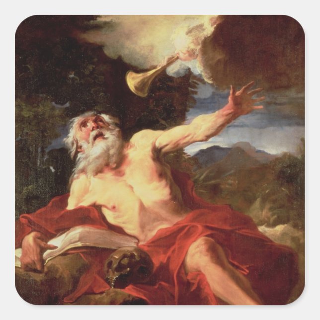 Vision of St. Jerome Square Sticker (Front)