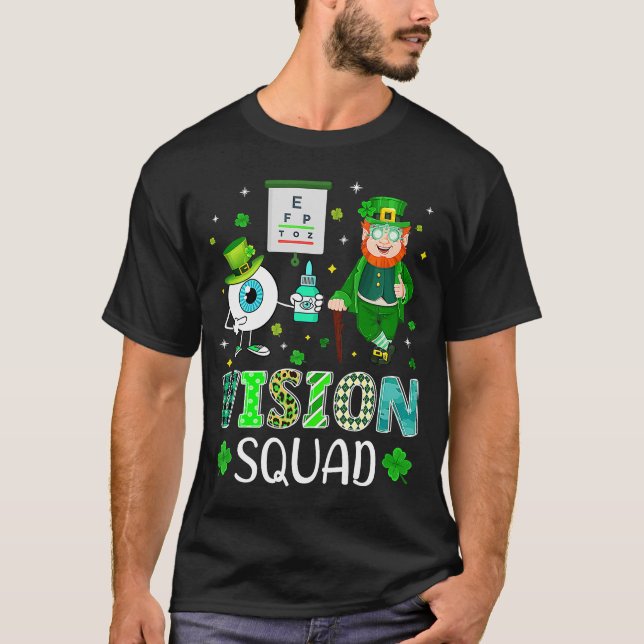Vision Squad Leprechaun Optometrist Shamrock St Pa T-Shirt (Front)