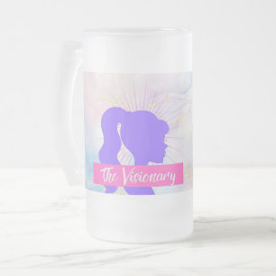Visionary Purple Silhouette Frosted Glass Beer Mug